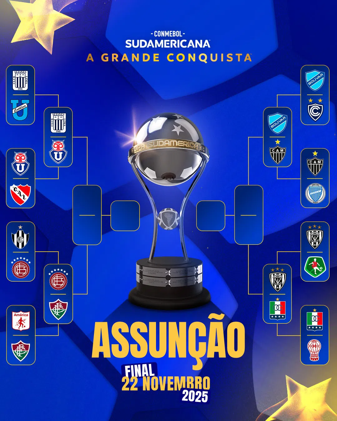 Confrontos das quartas de final da Copa Sul-Americana 2025. Instagram/Conmebol
