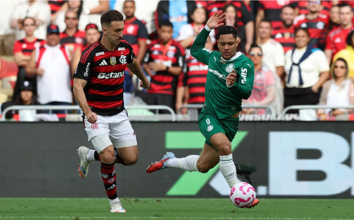 Léo Ortiz e Vitor Roque em Flamengo x Palmeiras - Foto: Cesar Greco/Palmeiras